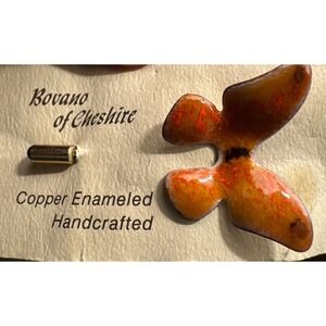Vtg MCM Bovano Metal Copper Enamel Butterfly Stock Pin